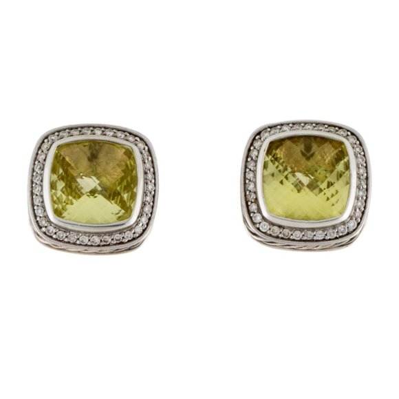 David Yurman Jewelry - DAVID YURMAN DIAMOND 1/2 CTW & LEMON QUARTZ STERLING SILVER EARCLIP EARRINGS
